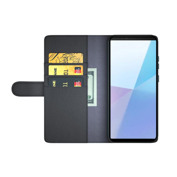 Bild 3,  Sony Xperia 10 VII Fodral Premium Äkta Läder Svart - Teknikhallen.se