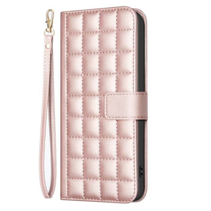 Bild 6,  Samsung Galaxy S25 Ultra Fodral Läder Rutor Roséguld - Teknikhallen.se