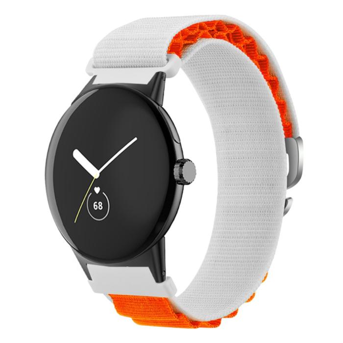 Bild 3,  Google Pixel Watch / Watch 2 Armband Nylon Pro Vit/Orange - Teknikhallen.se