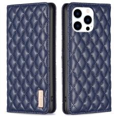  iPhone 16 Pro Fodral Diamond Flip L&auml;der M&ouml;rk Bl&aring; - Teknikhallen.se