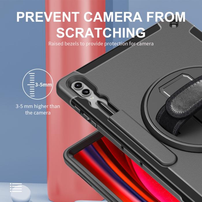 Bild 4,  Samsung Galaxy Tab S9 Ultra Skal 360 Rotation Shockproof Med Rem - Teknikhallen.se