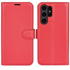  Samsung Galaxy S24 Ultra Fodral L&auml;der Litchi R&ouml;d - Teknikhallen.se