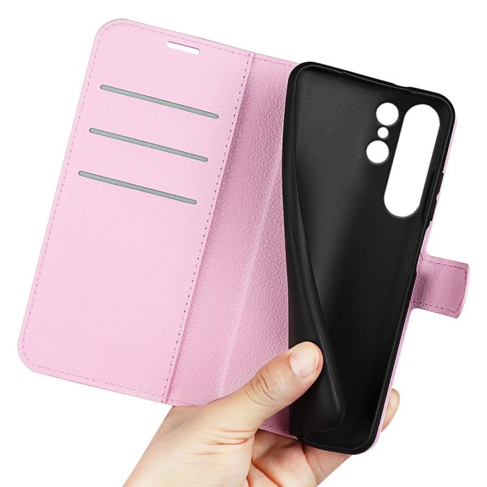 Bild 4,  Samsung Galaxy S24 Ultra Fodral Läder Litchi Ljus Rosa - Teknikhallen.se