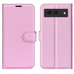  Google Pixel 8A Litchi Läder Fodral Ljus Rosa - Teknikhallen.se