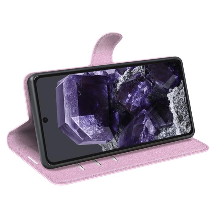 Bild 3,  Google Pixel 8A Litchi Läder Fodral Ljus Rosa - Teknikhallen.se