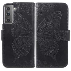  Samsung Galaxy S22 Plus Fodral Butterfly Tryckt L&auml;der Svart - Teknikhallen.se