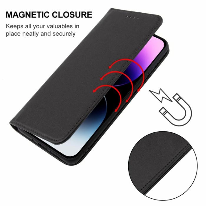 Bild 5,  iPhone 15 Pro Fodral Flip Läder Svart - Teknikhallen.se