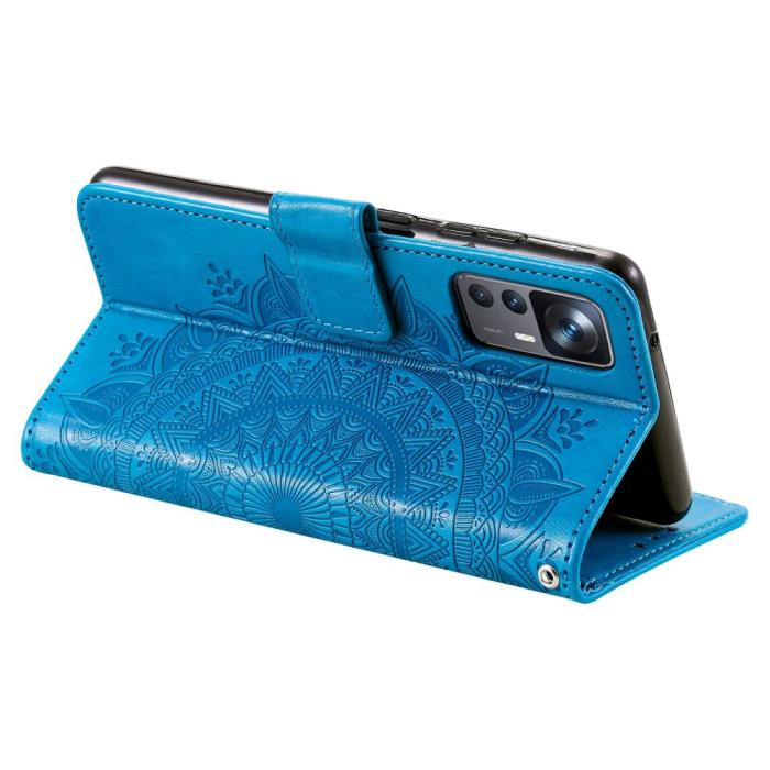 Bild 4,  Xiaomi 12T / 12T Pro Fodral Mandala Läder Blå - Teknikhallen.se