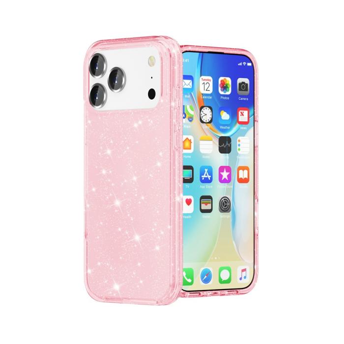 Bild 5,  iPhone 17 Pro Skal Hybrid Glitter Rosa - Teknikhallen.se
