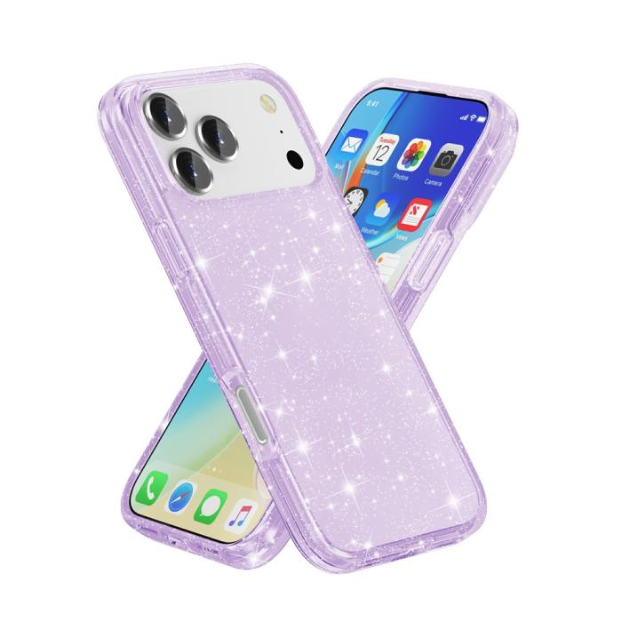 Bild 2,  iPhone 17 Pro Skal Hybrid Glitter Lila - Teknikhallen.se