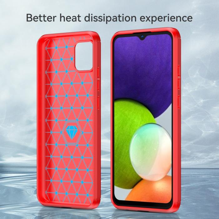 Bild 4,  Samsung Galaxy A03 Skal Borstad Stål Textur Röd - Teknikhallen.se