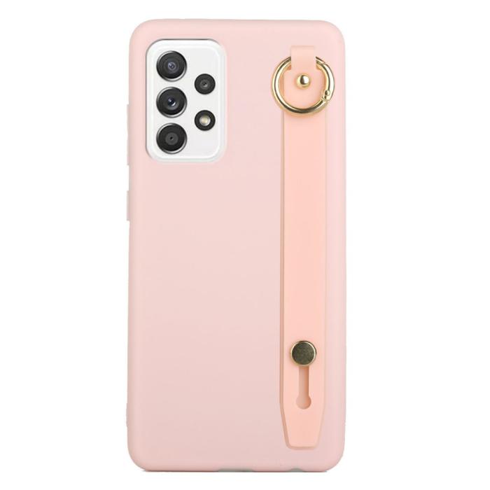 Bild 2,  Samsung Galaxy A53 5G Skal TPU Med Fingerstrap Ljus Rosa - Teknikhallen.se
