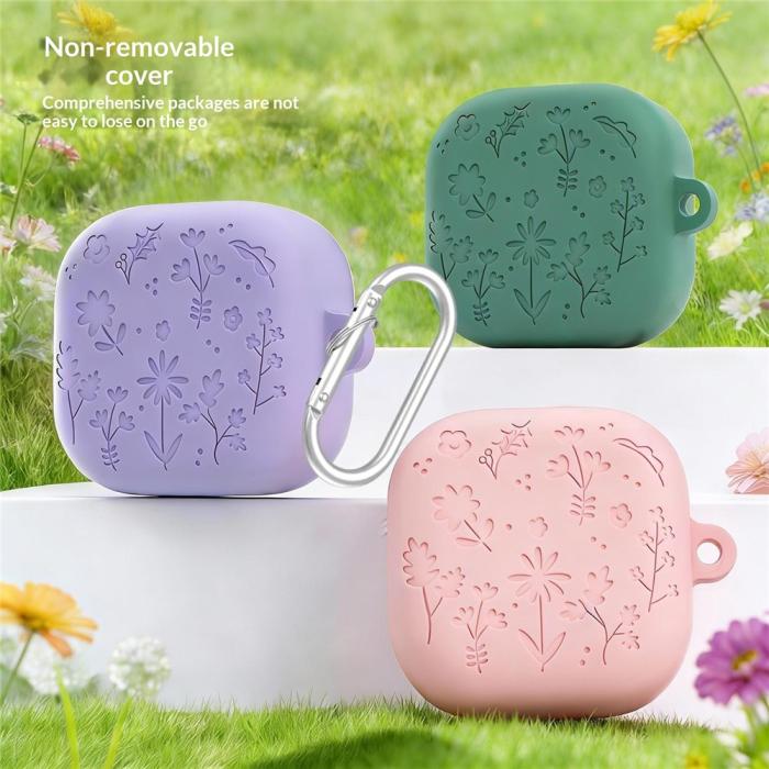 Bild 2,  Samsung Galaxy Buds 4 / 4 Pro Skal Silikon Blommigt Tryck Lila - Teknikhallen.se