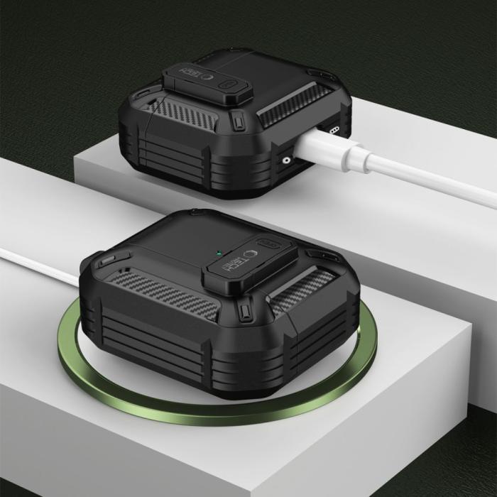 Bild 2, Tech-Protect Tech-Protect AirPods 4 Skal Carbonox Svart - Teknikhallen.se