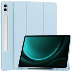 Galaxy Tab S9 FE Plus Fodral Tri-Fold Pennh&aring;llare Ljus Bl&aring; - Teknikhallen.se