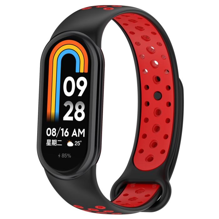 Bild 2,  Xiaomi Smart Band 10/9/8 Träningsarmband Dual-Color Svart/Röd - Teknikhallen.se