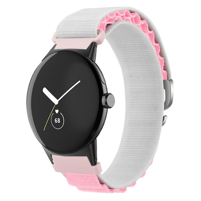 Bild 3,  Google Pixel Watch / Watch 2 Armband Nylon Pro Vit/Rosa - Teknikhallen.se