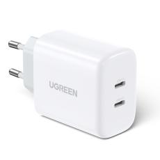 UGREEN Ugreen 40W 2x USB-C PD Snabbladdare V&auml;ggladdare Vit - Teknikhallen.se