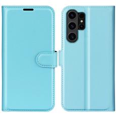  Samsung Galaxy S24 Ultra Fodral L&auml;der Litchi Ljus Bl&aring; - Teknikhallen.se
