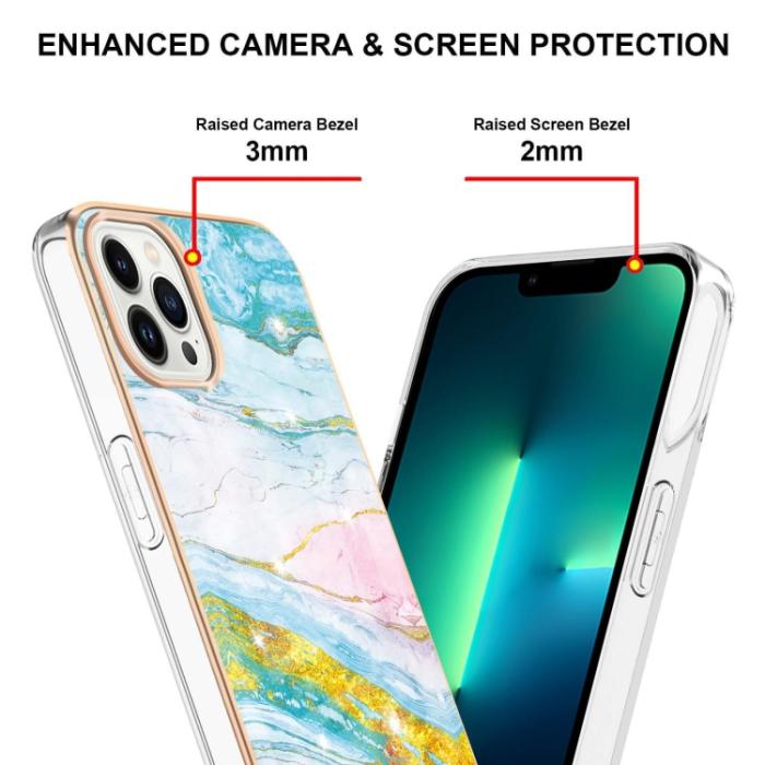 Bild 4,  iPhone 14 Pro Skal Marmor Electroplate TPU - Teknikhallen.se