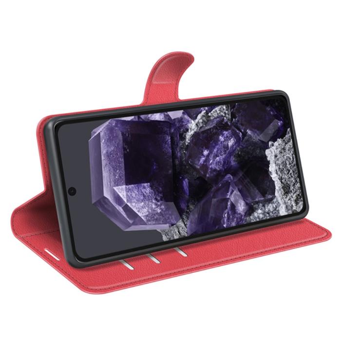Bild 3,  Google Pixel 8A Litchi Läder Fodral Röd - Teknikhallen.se