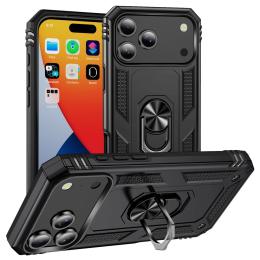  iPhone 17 Pro Skal Shockproof Hybrid Ring Svart - Teknikhallen.se