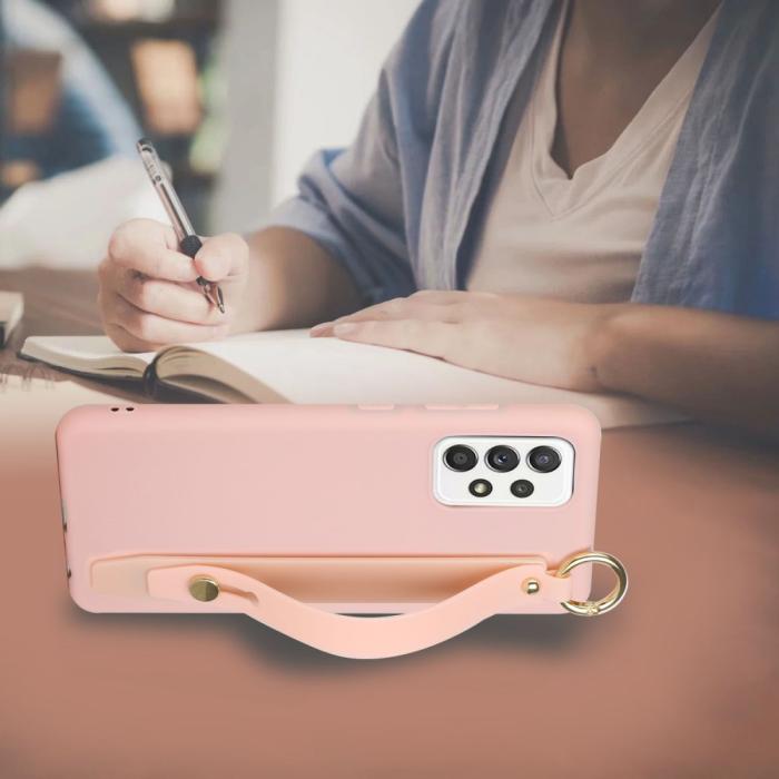 Bild 4,  Samsung Galaxy A53 5G Skal TPU Med Fingerstrap Ljus Rosa - Teknikhallen.se