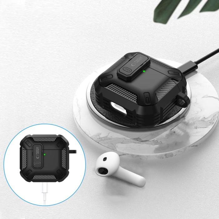 Bild 4, Tech-Protect Tech-Protect AirPods 4 Skal Carbonox Svart - Teknikhallen.se