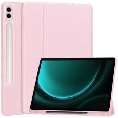  Galaxy Tab S9 FE Plus Fodral Tri-Fold Pennh&aring;llare Rosa - Teknikhallen.se