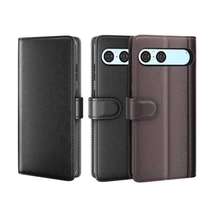 Bild 5,  Sony Xperia 10 VII Fodral Premium Äkta Läder Brun - Teknikhallen.se