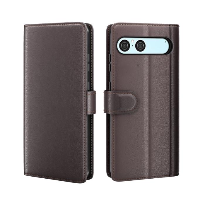 Bild 6,  Sony Xperia 10 VII Fodral Premium Äkta Läder Brun - Teknikhallen.se