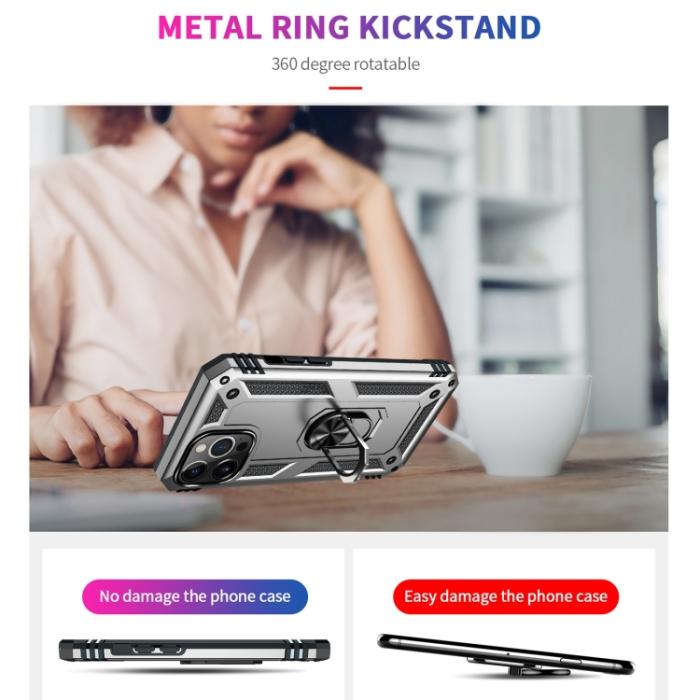 Bild 3,  iPhone 14 Pro Skal Hybrid Armor Ring Silver - Teknikhallen.se