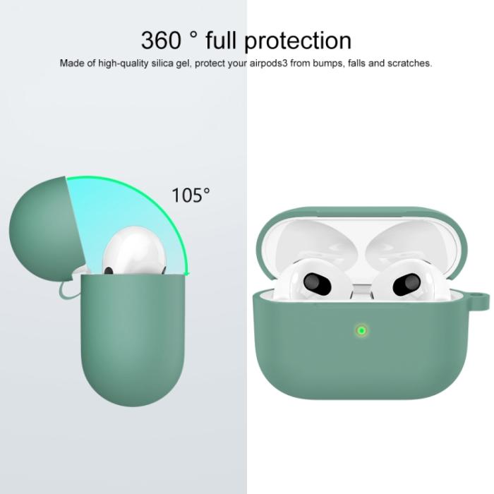 Bild 2,  AirPods 3 Skal Silikon Med Krok Grön - Teknikhallen.se