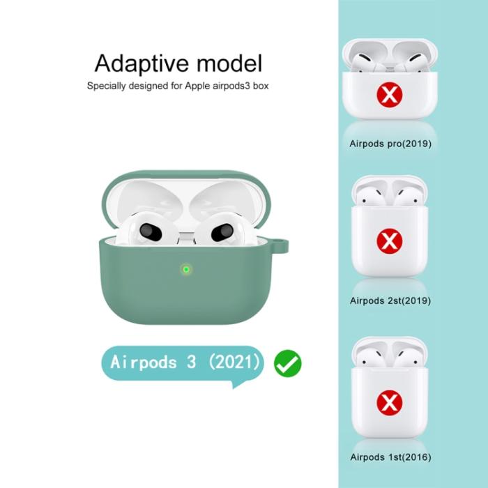 Bild 5,  AirPods 3 Skal Silikon Med Krok Grön - Teknikhallen.se