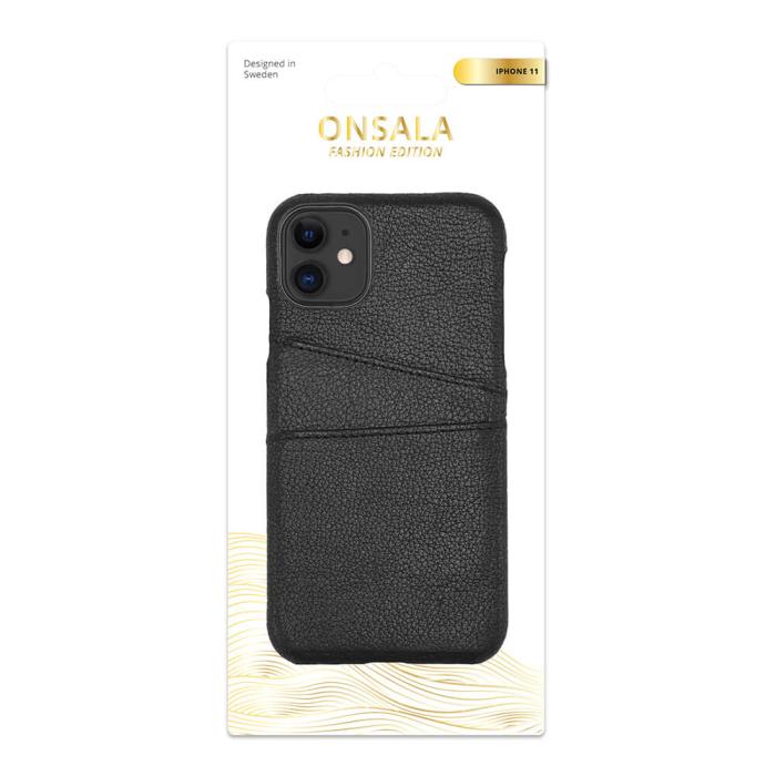 Bild 2, Onsala ONSALA iPhone 11 Skal Äkta Läder Kortfack Svart - Teknikhallen.se