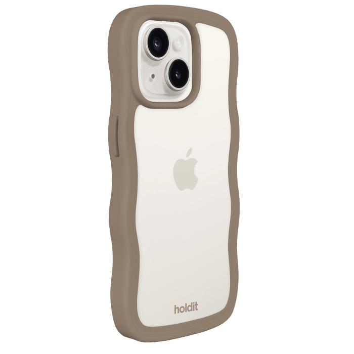 Bild 3, holdit holdit iPhone 15 Plus / 14 Plus Skal Wavy Mocha Brown Transparent - Teknikhallen.se