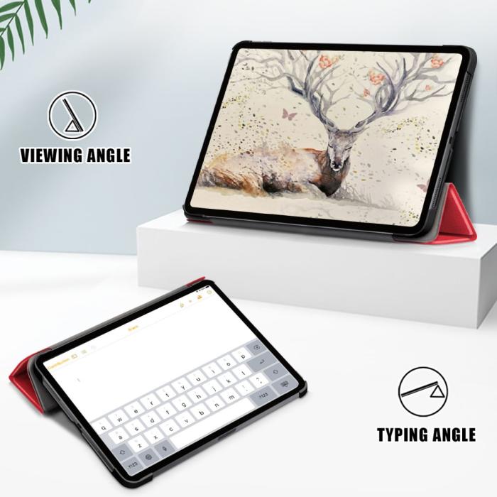 Bild 4,  iPad Air 2026-2020 Fodral Tri-Fold Litchi Röd - Teknikhallen.se