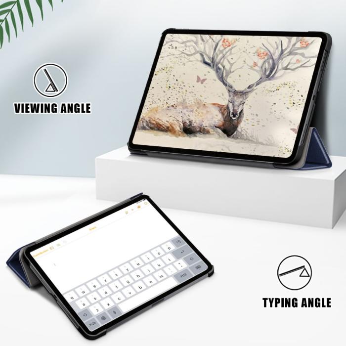 Bild 4,  iPad Air 2026-2020 Fodral Tri-Fold Litchi Blå - Teknikhallen.se
