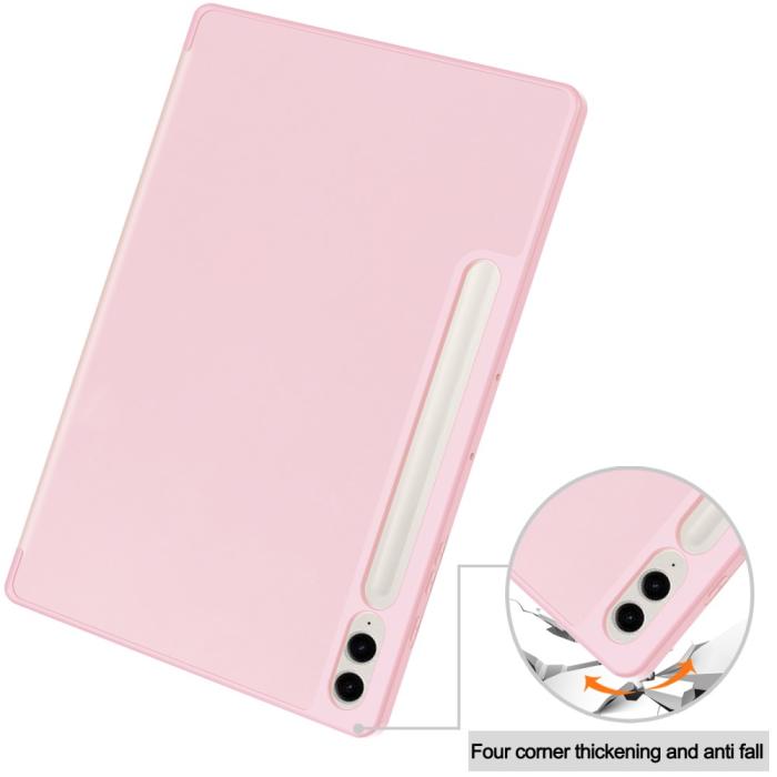 Bild 6,  Galaxy Tab S9 FE Plus Fodral Tri-Fold Pennhållare Rosa - Teknikhallen.se