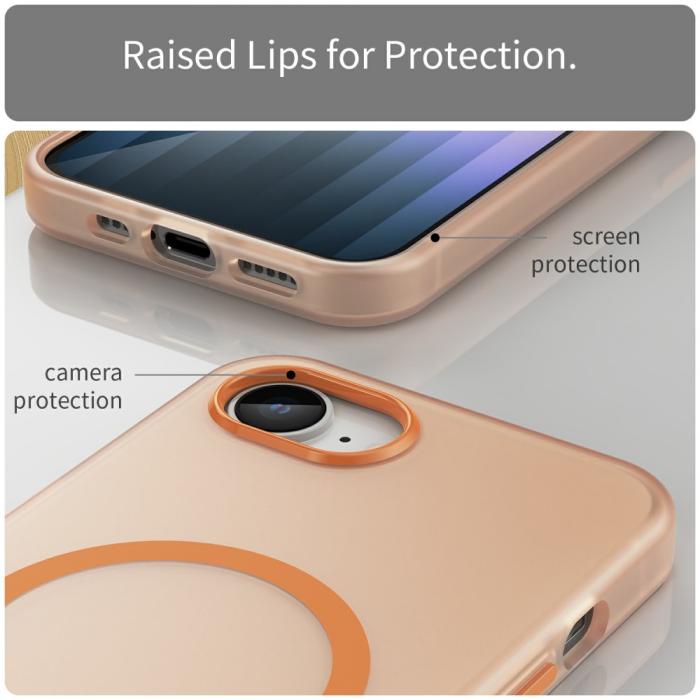 Bild 6,  iPhone 17e / 16e Skal MagSafe Slim Matt Orange - Teknikhallen.se