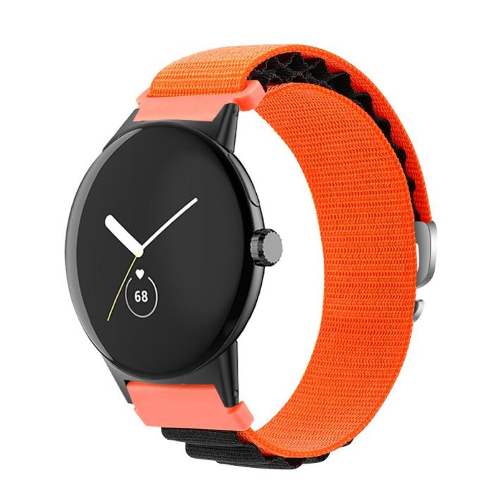 Bild 3,  Google Pixel Watch / Watch 2 Armband Nylon Pro Orange/Svart - Teknikhallen.se