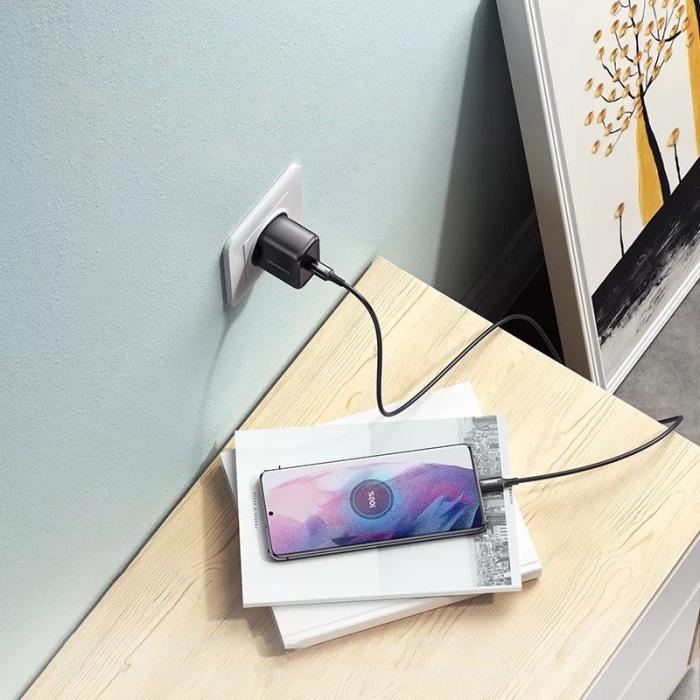 Bild 3, UGREEN Ugreen 25W USB-C Snabbladdare + 2m USB-C - USB-C kabel Svart - Teknikhallen.se