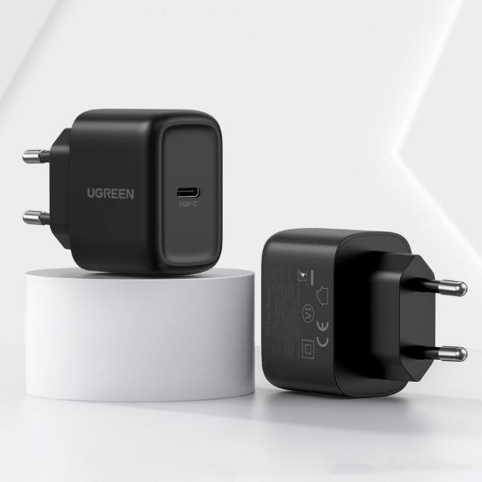 Bild 5, UGREEN Ugreen 25W USB-C Snabbladdare + 2m USB-C - USB-C kabel Svart - Teknikhallen.se