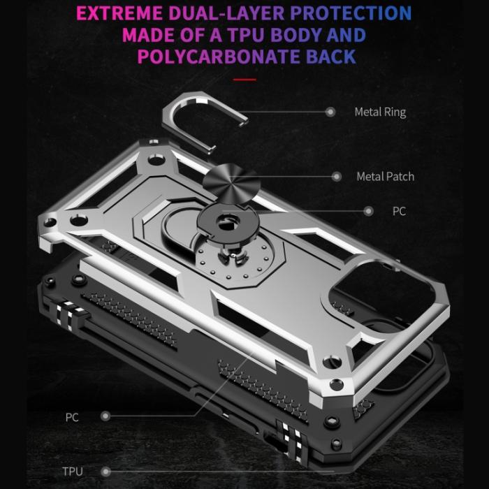 Bild 5,  iPhone 14 Pro Skal Hybrid Armor Ring Silver - Teknikhallen.se