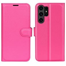  Samsung Galaxy S24 Ultra Fodral L&auml;der Litchi Rosa - Teknikhallen.se