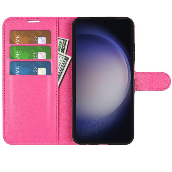 Bild 2,  Samsung Galaxy S24 Ultra Fodral Läder Litchi Rosa - Teknikhallen.se