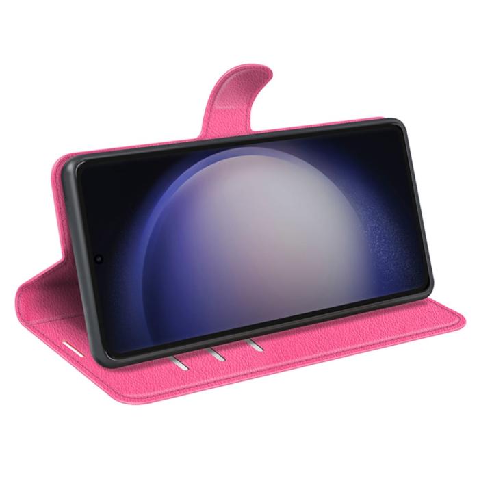 Bild 3,  Samsung Galaxy S24 Ultra Fodral Läder Litchi Rosa - Teknikhallen.se