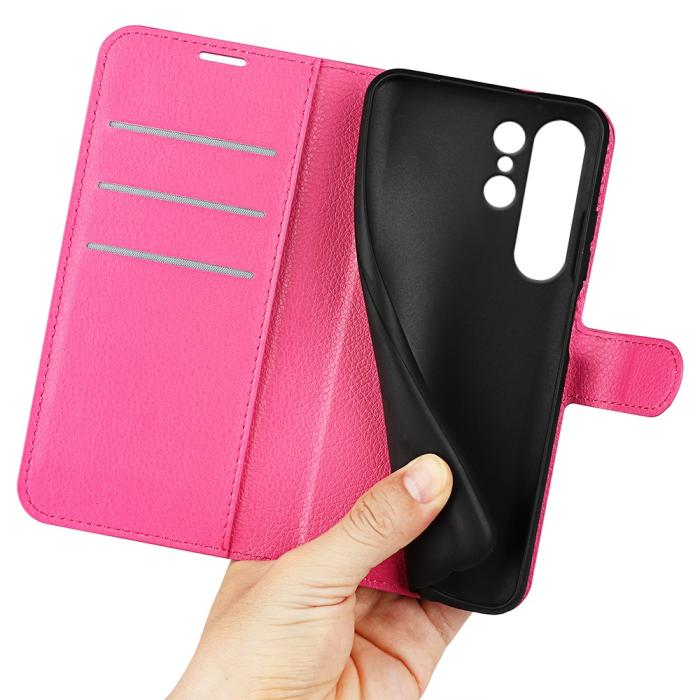 Bild 4,  Samsung Galaxy S24 Ultra Fodral Läder Litchi Rosa - Teknikhallen.se