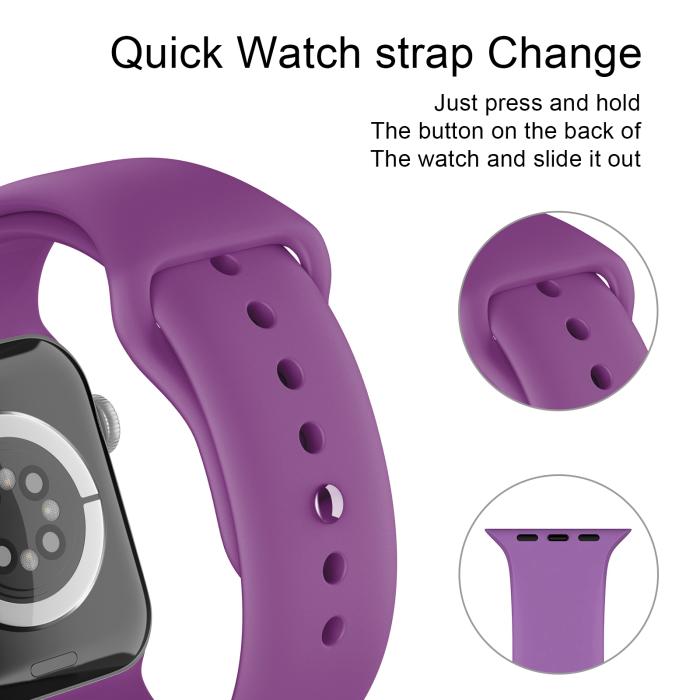 Bild 4, ColorPop Apple Watch 38/40/41/42 mm Silikon Armband (M/L) Lila - Teknikhallen.se