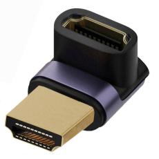 8K 60Hz 90&deg; Uppvinkel HDMI Hane - HDMI 2.1 Hona Adapter Bl&aring; - Teknikhallen.se